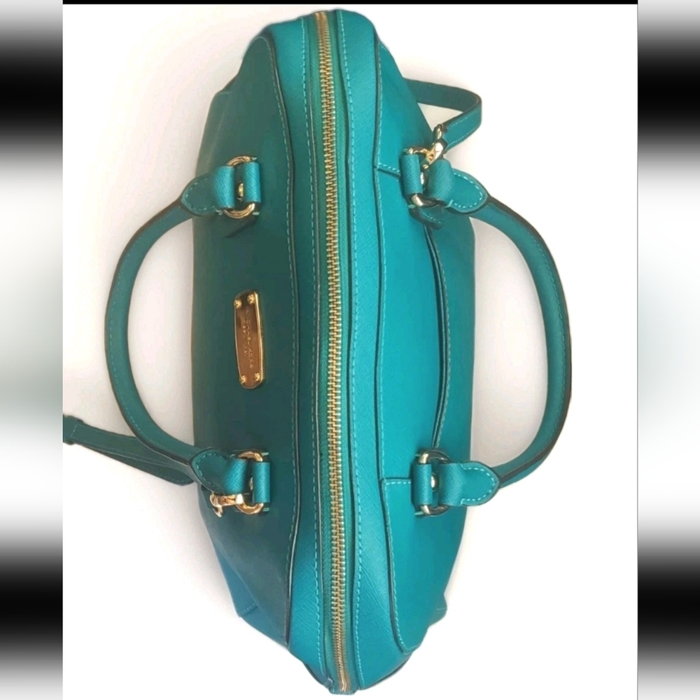 Michael Kors Medium Dome Saffiano Leather Satchel Teal - Picture 3 of 13